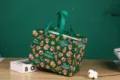 Green non-woven Christmas gift tote bag, cute holiday gingerbread pattern print handbag for party. - 32x25x17cm / Green Christmas Gift