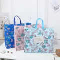 Large waterproof non-woven storage shopping handbag with elegant floral print design for travel - Style 3 / 48x42x13cm