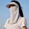 Summer ice silk cooling sun visor face mask for UV protection and breathable outdoor wear. - Face Mask (Women) - Grey