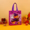 Halloween Non-Woven Tote Bag Cute Pumpkin Ghost Print Candy Storage Bag Gift Packaging Pouch - 26*32*10cm / Purple