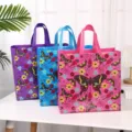 Colorful non-woven laminated shopping bags with floral butterfly print, portable gift totes. - Style 4
