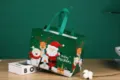 Christmas non-woven gift bag cute cartoon Santa Claus tote bag for holiday packaging - 32x25x17cm / Green Santa Claus