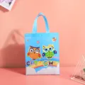 Sac cadeau non-tissé motif hibou mignon pour enfants sac cabas dessin animé de rangement. - 26x32x10cm / Hibou Bleu Violet