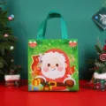 Bonita bolsa de regalo de Navidad de tela no tejida con Papá Noel, bolsa impermeable festiva. - Verde Papá Noel