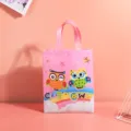 Sac cadeau en intissé rose avec joli motif de hibou, poignées solides pour fêtes et achats. - 26x32x10cm / Hibou Rose