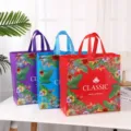 Non-Woven Laminated Tote Bag Floral Reusable Shopping Bag Red Blue Purple Gift Bag - Style 5