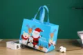Christmas non-woven gift bag cute Santa snowman reindeer portable packaging storage bag - 32x25x17cm / Sky Blue Santa Claus