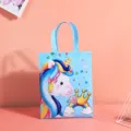 Niedliche Cartoon Einhorn Vlies Geschenktüte für Feiertag Einkaufen und Party Pack. - 26x32x10cm / Hellblaues Einhorn