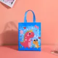 Blauer Vlies-Tragetaschen-Geschenkbeutel mit niedlichem Cartoon-Dinosaurier-Druck für Partys. - 26x32x10cm / Dunkelblauer Dino