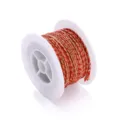 Close-up detail of red and gold twisted craft cord wound on a white spool for DIY jewelry. - 2mm Braided Cord with Gold Thread, B04