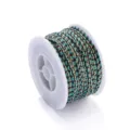 Detailed view of 4-strand braided colorful metallic thread cord for DIY bracelets and tassels. - 2mm Braided Cord with Gold Thread, B06