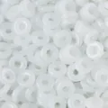 Cuentas anillo rosquilla de vidrio imitacion jade blanco para joyeria DIY hecha a mano - Anillo Donut / 12.5mm (20 Piezas/Paquete) / Jade Blanco