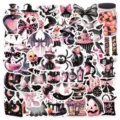 Jolis autocollants etanches d'Halloween noirs et roses pour la decoration de carnet. - Mignon Halloween Noir Rose (YCK029) / 50 Pièces/Paquet
