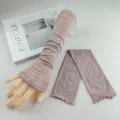 Rhinestone sun protection ice silk sleeves, long fingerless UV cooling arm covers for summer. - Dusty Pink