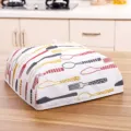 Foldable insulated food cover with fork and spoon print, rectangle dish cover for kitchen table. - L / Red