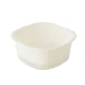 White plastic square drain basket for kitchen vegetable fruit washing multi-functional colander - Apricot