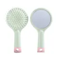 Cute mini cushion hair brush with mirror in green and pink, portable student massage comb. - Hair Comb with Mirror - Green