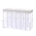 Clear plastic seasoning jar set with 6 containers and white lids for kitchen use. - 6-Piece Set / White