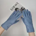 Damen blaue PU Leder Handschuhe, stilvolle warme winddichte Handschuhe für Reiten und Fahren. - Seeblau