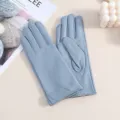 Hellblaue PU Leder Damen Handschuhe, warme gefuetterte Winter Fahrhandschuhe Variante - Hellblau
