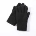 Black touchscreen knitted gloves winter warm thermal gloves option for daily use - One Size / Black