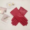Rote PU Lederhandschuhe für Damen, stilvolle warme Fahrhandschuhe, ideale Winter Accessoires. - Rot
