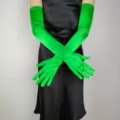 guanti elasticizzati in raso da 55 cm donna retro vestito da sera accessori cosplay - 55cm / Verde erba
