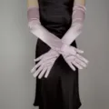Lunghi guanti di raso rosa da donna eleganti abito da sera per feste nuziali accessori di costume - 55cm / Rosa