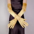 55cm Μακρυά Χρυσά Σατέν Ελαστικά Γάντια Vintage Βραδινό Φόρεμα Γάμος Cosplay - 55cm / Πορτοκαλοκίτρινο