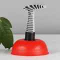 Mini household pipe dredging tool with strong suction cup for sink and bathroom cleaning. - Red