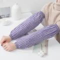 Thickened long cotton checkered oversleeves, anti-fouling household arm covers for daily housework. - Plaid Oversleeves - Purple
