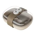 Cute big-eye cartoon soap box with transparent lid and strap, perfect for travel and home use. - Off White