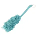 Long-handled bath brush with soft mesh sponge for back scrubbing and daily body cleansing. - Light Blue