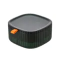 Green 3-layer plastic jewelry storage box with transparent lid and orange handle. - Triple Layer / Luxury Green