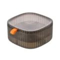 Plastic jewelry storage box with transparent lid and orange pull tab, multi-layer partitioned. - Triple Layer / Coffee