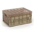 Foldable plastic storage box with transparent lid, desktop organizer for clothes and toys. - M / Khaki