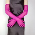 Guantes Largos Transparentes De Malla Protección Solar Rosa Mangas Elásticas Mujer - 55cm / Rosa Rojo Profundo