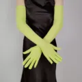 Guantes largos transparentes verde neón, mangas de protección solar de malla para mujer. - 55cm / Verde Fluorescente