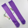 Guantes largos morados de mujer de tul transparente mangas de protección solar verano elegantes. - 55cm / Púrpura profundo