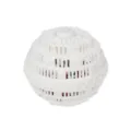 White plastic hollow laundry ball with ceramic mineral beads, anti-tangle wash tool - White