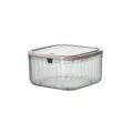 Transparent plastic desktop trash can with lid modern fluted storage box for kitchen office - S / Transparent Black