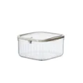 Transparent plastic trash can with press lid, modern clear desktop storage bin for home. - S / Clear