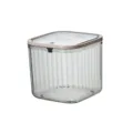 Transparent plastic trash can with press lid desktop storage bin for home kitchen - L / Transparent Black