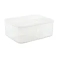Transparent plastic kitchen storage box with lid and compartments for dry food grains. - Clear