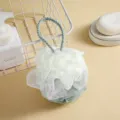 Eponge de douche bicolore en maille avec corde de suspension doux pour le corps bain - 50.00g / Bleu Clair et Blanc