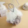 Éponge de douche bicolore grande taille avec cordon, luffa filet souple pour le bain. - 50.00g / Blanc Cassé