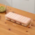 Plastic dumpling storage box with pink lid, clear food container for refrigerator use. - Gridless Storage Box (Small) / Pink