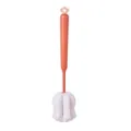 Hangable bottle brush with long orange handle and white sponge head for kitchen cup cleaning. - Carrot Cup Brush, Red
