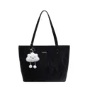 Sac cabas noir pour femme avec breloque nuage, sac porté épaule élégant et décontracté. - Avec Pendentif / Noir