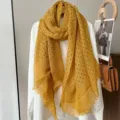 Sciarpa donna a pois gialli lunga leggera elegante stile vintage per autunno moda casual - Curcuma / 220cm